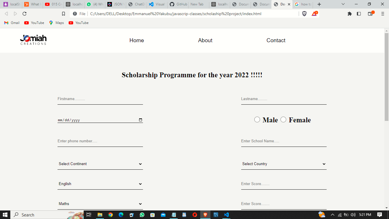 Scholarship website clone preview